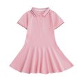 thumbnail image 1 of Robes Filles Manches Courtes Col en V Chemise Princesse Décontractée Robe Filles Rose 7-8 Ans, 1 of 3
