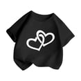 thumbnail image 3 of PMVFHDE T-Shirts Fille T-Shirt Enfant Filles Mignon Graphique Col Rond Manches Courtes Tee Été Décontracté T-Shirt Noir, 7-8 Ans, 3 of 5