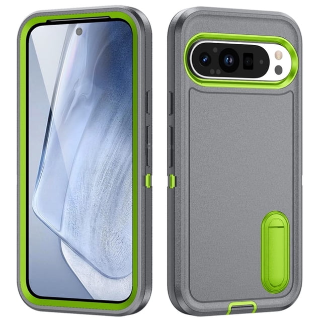 for Google Pixel 9 Pro Case, Google Pixel 9 Pro Phone Case with Built in Kickstand, Shockproof/Dustproof/Drop Proof Heavy Duty Military-Grade Rugged Protective Cover for Google Pixel 9 Pro,Grey