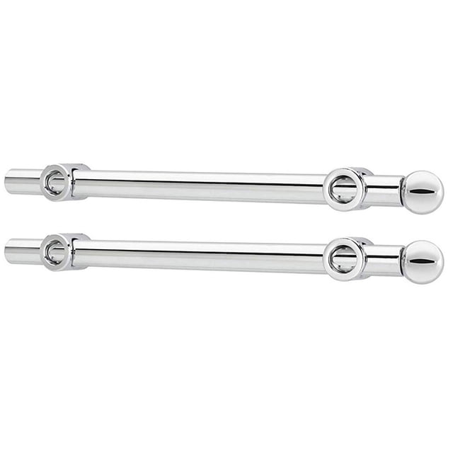 Rev-A-Shelf Tringle de valet de Garde-Robe en Métal Extensible de 12 Pouces en chrome, Présentée en Ensemble de Deux. Ces Tringles Élégantes Offrent une Longueur Réglable de 11,88 à 18,5 Pouces, un Bouton de Tirage Amovible pour Personnalisation et une Finition chrome Moderne. Conçues pour une installation Facile avec Deux Vis, Elles Peuvent Être Montées pour les Gauchers Ou les Droitiers pour s'Adapter à la Plupart des Garde-Robes Standards. Idéal pour Organiser les Vêtements et Maximiser l'Espace de Garde-Robe.