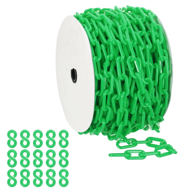 Uxcell Green Plastic Chain, 115 ft 8mm Safety Barrier Chain for Crowd Control