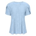 thumbnail image 3 of Liquidation! Hauts Grande Taille pour Femmes, Blouse à Manches Courtes d'Été pour Femmes, Mode Décontractée à Manches Courtes Unie Col en V Blouse, 3 of 4