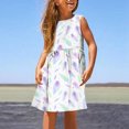 thumbnail image 2 of PMVFHDE Robe d'Été Fleurie pour Filles / Col Rond Sans Manches Robe Décontractée / Tenue Légère de Plage et de Vacances pour Tout-Petits à Préados Violet,5-6, 2 of 5
