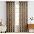 thumbnail image 2 of Vargottam Cotton Curtains for Windows - 3-in-1 Rod Pocket/Back Tab Short Window Drapes - Light Filtering Cotton Panels - Set of 2, 52"x63" - Dotted Flower Design (Brown), 2 of 8
