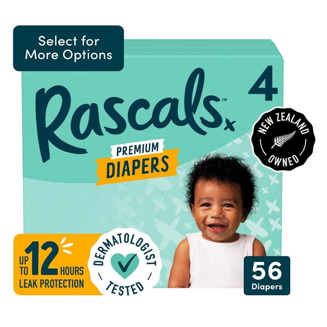 Couches Rascals Premium, Taille 4, 56 unités