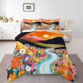 thumbnail image 1 of Erosebridal Ensembles de Couette Nature Montagne Rivière Fleur Format Simple, Couettes et Duvets Art Minimalisme Vintage, Réversible 2 Pcs, 1 of 7