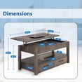 thumbnail image 2 of QRInnovations Table Basse à Plateau Relevable à 2 Tiroirs avec Compartiment Caché et Étagères de Rangement, Gris, 2 of 6