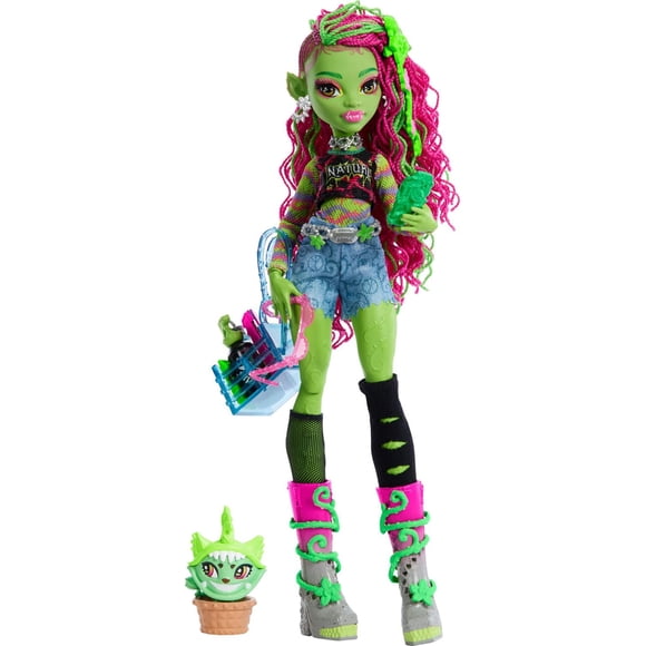 Monster High –Poupée, animal et accessoires –Venus McFlytrap, Chewlian