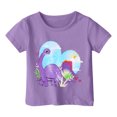 thumbnail image 1 of LUOGENLI T-Shirt pour Filles Garçon et Fille Mode Décontractée Imprimé Col Rond Ample Manche Courte T-Shirt Haut Maxi Hauts Ensemble Fluide Violet 4-5 Ans, 1 of 3