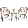 thumbnail image 4 of Costway 3PCS Patio Rattan Bistro Set Coffee Table Armchair Garden Beige Cushion, 4 of 10