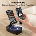 thumbnail image 2 of Cell Phone Stand Three-In-One BT Speaker Phone Stand & Foldable & Rotatable 5000mAh Portable Speakers Phone Stand for Desk, 2 of 7