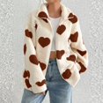 thumbnail image 2 of Kcodviy Cozy Oversized Fleece Heart Rain Coats Plus Size Print Zipper Cardigan for Single Breast Trench Coat Fall and Winter Long Coat Wool Sleeve Soft Jacket for Coats Women, 2 of 6