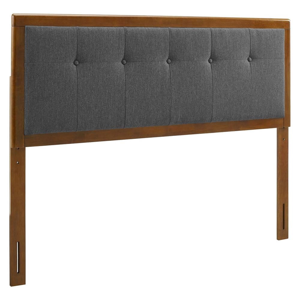 Modway Tête de Lit Capitonnée Grand Lit en Tissu et Bois, Noyer/charbon