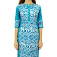 thumbnail image 5 of Phagun Kurta Droite Bleue de Designer pour Femme, Manches 3/4, Kurti Décontractée Imprimée-26, 5 of 5