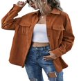 thumbnail image 1 of Chemise Surchemise pour Femmes Veste Gaufrée Surdimensionnée pour Dames Manches Longues Coupe Ample Boutonnée Hauts Décontractés Mode Urbaine, 1 of 6