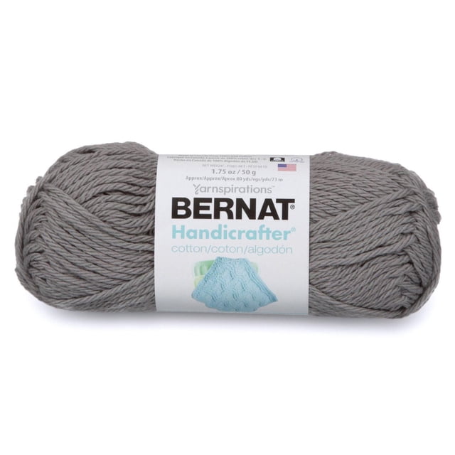 Bernat® Handrafter® Fil, Coton #4 Moyen, 1.75oz/50g, 80 Yards Écheveau de Coton 100 % Cultivé aux É.-U. de Poids Moyen avec texture Lisse Plissée, Montré Torsadé; Convient aux Lavettes Tricotées et au crochet, aux Maniques et aux afghans, Lavable à la machine et Séchable. Recommandé 4.5 mm (US 7) Aiguilles et 5 mm (H/8) crochet; Utilisé Souvent pour des Jouets amigurumi.