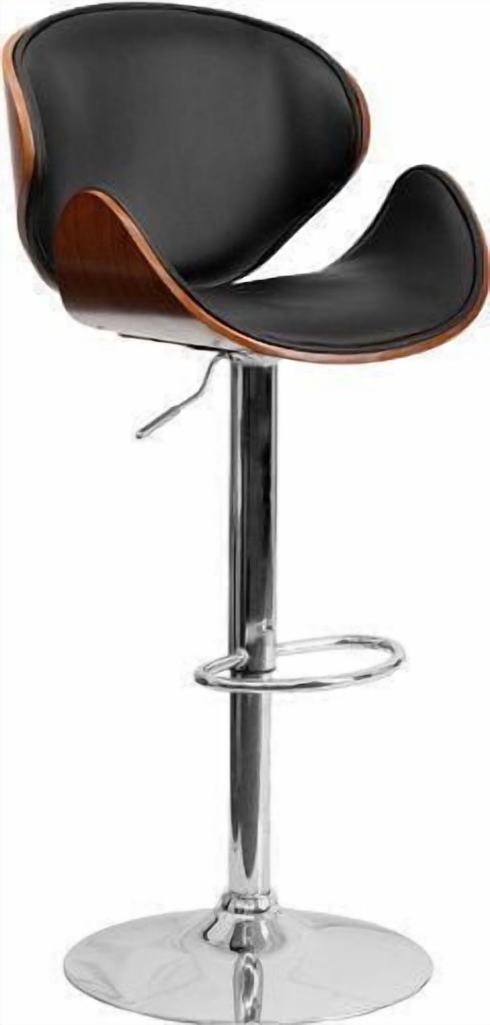 Nicer Furniture Black Faux Leather Bentwood Bar Stool