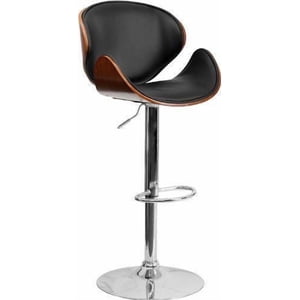 Nicer Furniture Black Faux Leather Bentwood Bar Stool