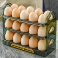 thumbnail image 2 of MesaSe Egg Container for Refrigerator 3-Tier Holder Rack with Handle & Flipping Tier Time Marker 30 Counts, 2 of 6