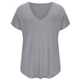 thumbnail image 3 of Yuyuzo Plus Size Tops for Women Oversized T Shirts Short Sleeve Shirts Deep V Neck Loose Fitted Tees Solid Color, 3 of 5