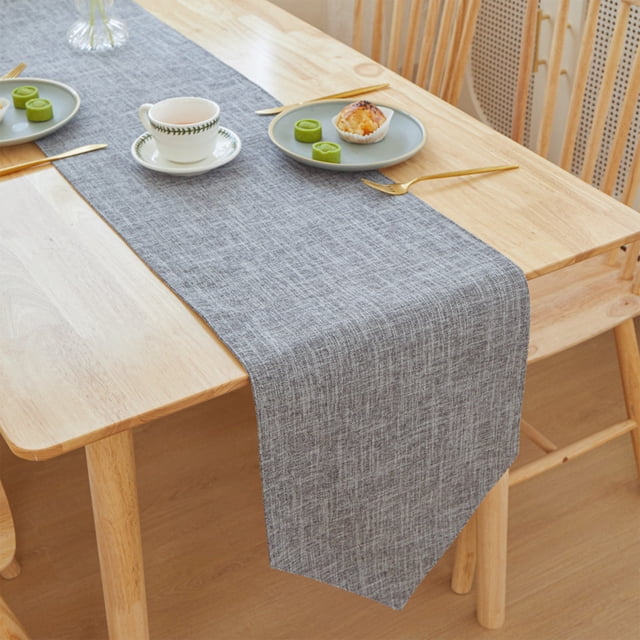 JASKFLY Long Table Sheer Runner for Weddings & Parties Solid Color Linen Table Runner 30x210cm(120 -150cm Tables)Dark Gray