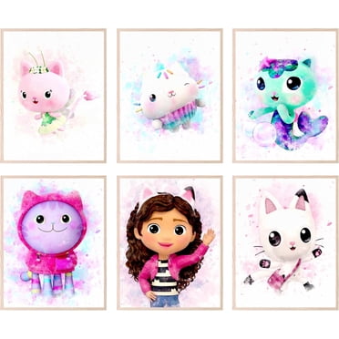 Gabby Dollhouse Canvas Wall Art - Gabby Dollhouse Poster, Gabby Dollhouse - Gabby Dollhouse Wall Decor, Gabby Dollhouse Room Decor, Gabby Dollhouse Decorations - Unframed Set of 6 (8x10")