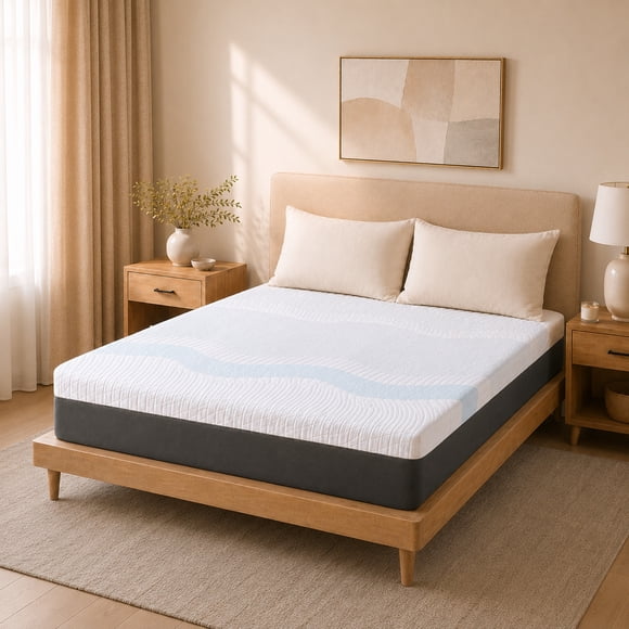 Matelas Grand, GELBIY 10 Po en Mousse à Mémoire de Forme et Gel, Livré dans une Boîte, Soulagement des Points de Pression et Fermeté Moyenne