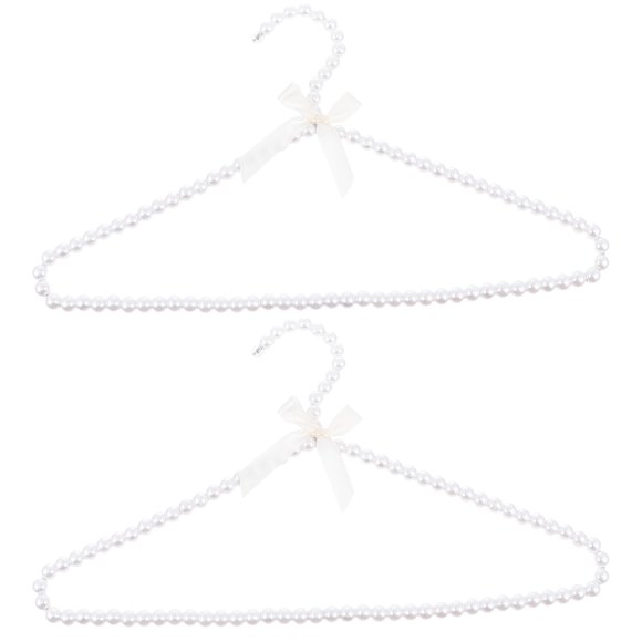 2pcs Artificial Pearl Hangers Creative Clothes Hangers Bowknot Clothes Hangers