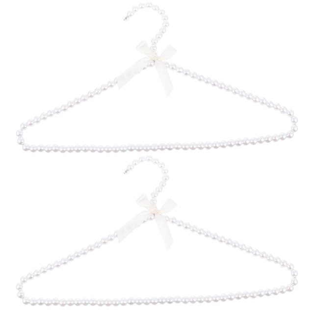 2pcs Artificial Pearl Hangers Creative Clothes Hangers Bowknot Clothes Hangers
