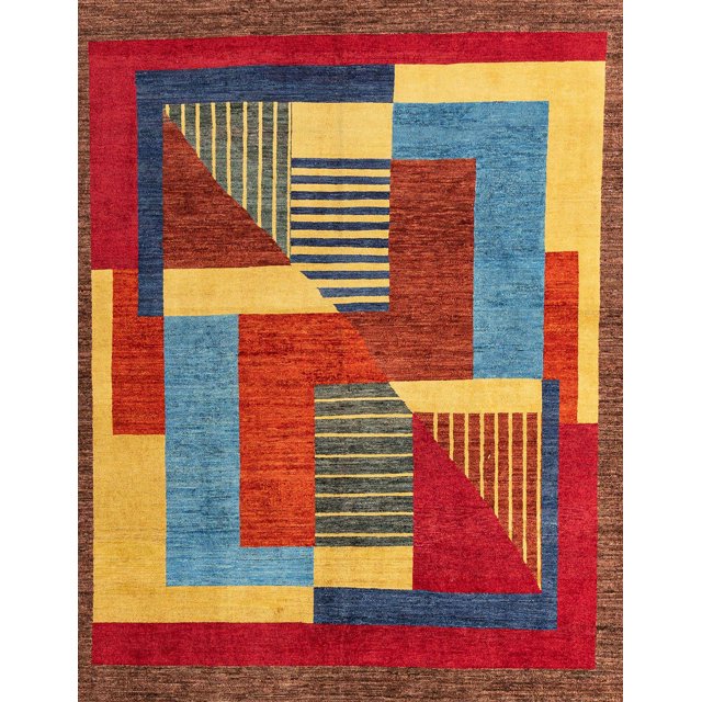 Ahgly Company Tapis d'Intérieur Rectangulaire Abstrait Rouge Tapis de Zone Abstrait, 2 Pieds x 5 Pieds