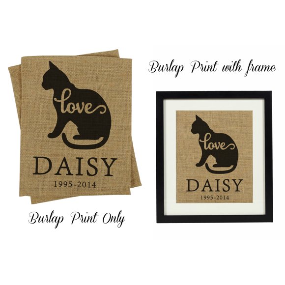 Darling Souvenir Love Burlap Print Wall Decor Cat Memorial Personalized Pet Loss Sympathy Gift-Burlap Print Only(11 x 14 Inches)