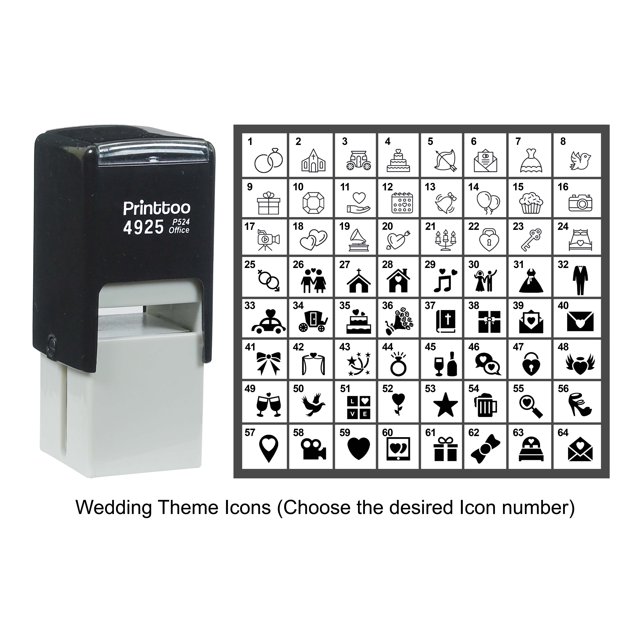 Printtoo Personalized Wedding Theme Icons Rubber Stamp Self Inking Stamper 24 mm-Violet