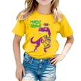 thumbnail image 1 of LUOGENLI T-Shirt pour Filles T-Shirt Décontracté Imprimé Col Rond Manches Courtes T-Shirt Chemise Décontractée Maxi Chemises pour Filles Jaune 3-4 Ans, 1 of 5