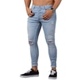 thumbnail image 1 of DPTALR Mens Skinny Stretch Denim Pants Distressed Ripped Freyed Slim Fit Jeans Trousers, 1 of 1