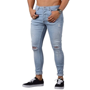 DPTALR Pantalon en Denim Extensible Ajusté pour Hommes, Skinny, Usé, Déchiré, Freyed, Coupe Ajustée, Jeans, Pantalon