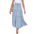 thumbnail image 1 of LUXUR Jupe Midi Évasée pour Femmes, à Volants, Fluide, Taille Haute, Bleu Ciel, TG, 1 of 4