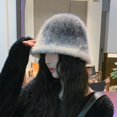 thumbnail image 3 of Women Winter Hat Contrast Gradient Color Fuzzy Cozy Plush Anti-slip Decorative Thick Windproof Cold Resistant Basin Hat Travel Cap, 3 of 10