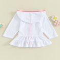 thumbnail image 4 of Kids Girl Hoodie Dress Solid Color Ruffled Zipper Long Sleeves Beach Dress, 4 of 8