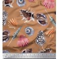 thumbnail image 1 of Soimoi Japan Crepe Satin Fabric Colorful Shells Ocean Print Sewing Fabric Yard 42 Inch Wide, 1 of 3