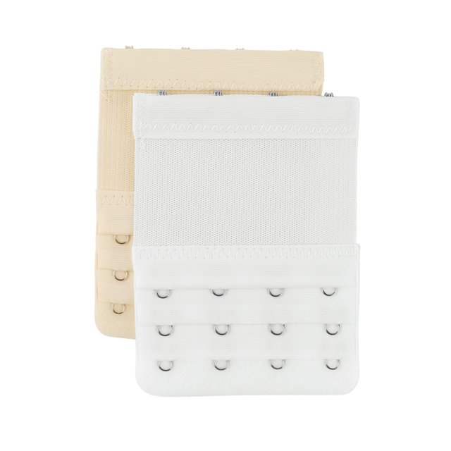 INSPIRE CHIC Women's Elastic Bra Hook Extensions 3 Rows 2 Pcs Skin Color 2 and White