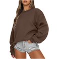 thumbnail image 2 of Mefallenssiah Mode Chandail Décontracté à Manches Longues à Col Rond pour Femmes, Coupe Ample, Haut Blouse Kaki m, 2 of 7