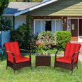 thumbnail image 1 of Gymax Ensemble de Conversation en Rotin pour Patio 3 Pcs Ensemble de Meubles d'Extérieur avec Table Coussins, 1 of 10