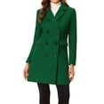 thumbnail image 1 of INSPIRE CHIC Manteau d'Hiver pour Femme à Revers Cranté Trench à Double Boutonnage S Vert, 1 of 6