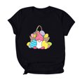 thumbnail image 1 of RKSTN Hauts pour Femmes 2024 Mode Pâques Mignon Lapin Imprimé Col Rond Hauts Coupe Ample Manches Courtes Blouse Unie Hauts, 1 of 6