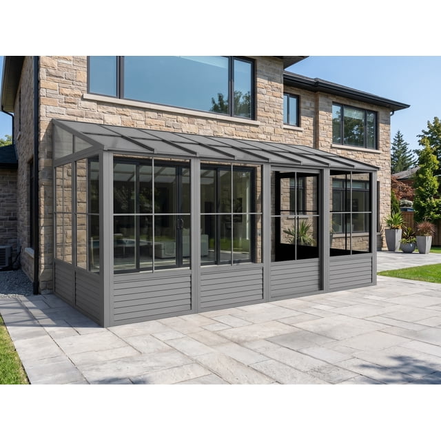Gazebo Penguin Florence 8 pi x 16 pi Toit en Polycarbonate Solarium Mural - Ardoise