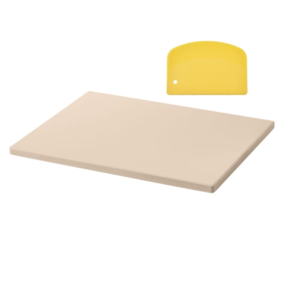 KFFKFF Pizza Stone, 15 x 12 in Rectangular Cordierite Pizza Stone, Extra Large Baking-Stone with Scraper, 0.6 in Thick Heat-Resistant Cordierite, for Kitchen Oven