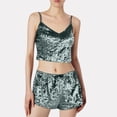 thumbnail image 2 of 2025 Ensembles de Pyjama pour Femmes Velours pour Femmes 2 Pcs Pyjamas pour Femmes Combinaison Tenue Sans Manches Pyjamas Confortables Haut Court Camisole + Shorts Pyjamas, 2 of 7