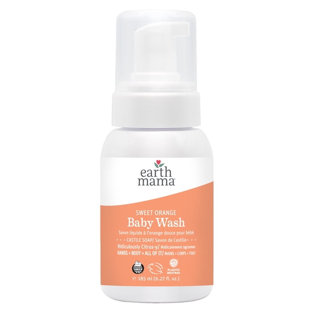 Gel douche pour bébé à l'orange douce Earth Mama 185 ml