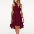 thumbnail image 2 of XDZJLR Womens Dresses formal Solid Halter Neck Button Chiffon Splice A Line Skirt, 2 of 6