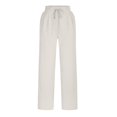 thumbnail image 5 of Womens Casual Linen Pants Straight Leg Drawstring Elastic High Waist Loose Comfy Trousers with Pockets, 5 of 5